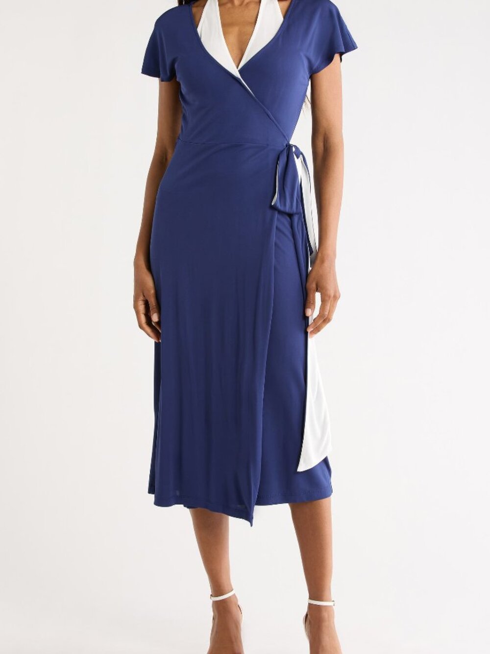 NWT DVF Kelly Short Sleeve Wrap Dress Classic Navy White Halter Size XS